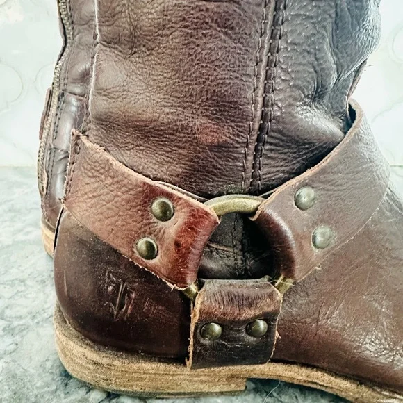 Frye Rich Brown Leather Boots - New Sz 7 Made in Mexico - Picture 9 of 14